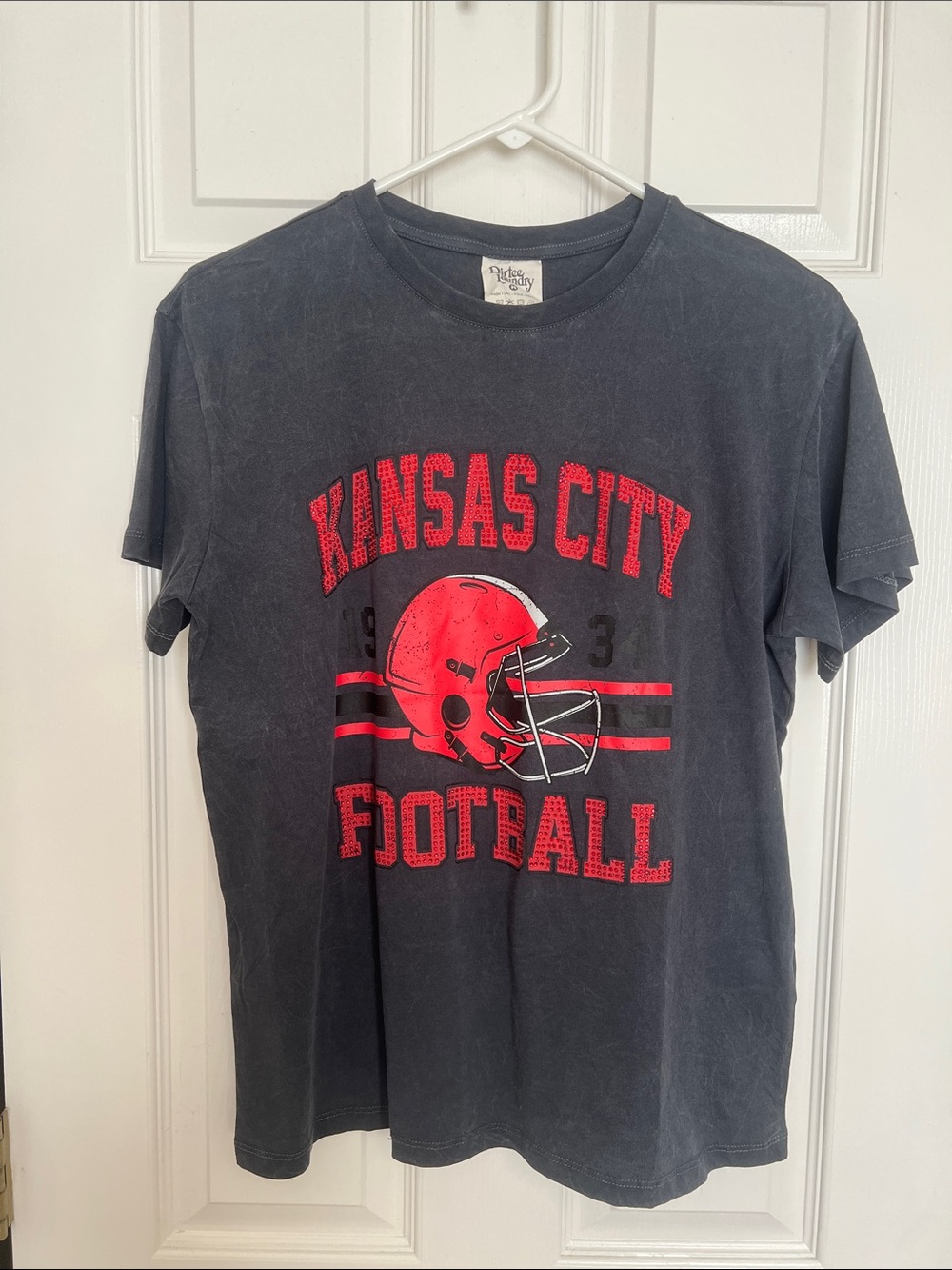 Kansas City Football Graphic Tee - Black with Red Print